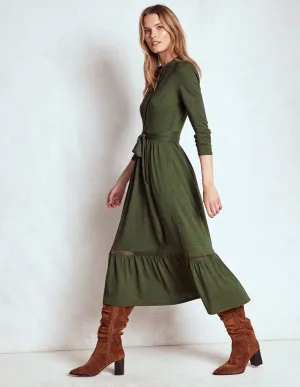 Edwina Jersey Shirt Dress-Kale Leaf Fun and flirty dress Perfect Shape