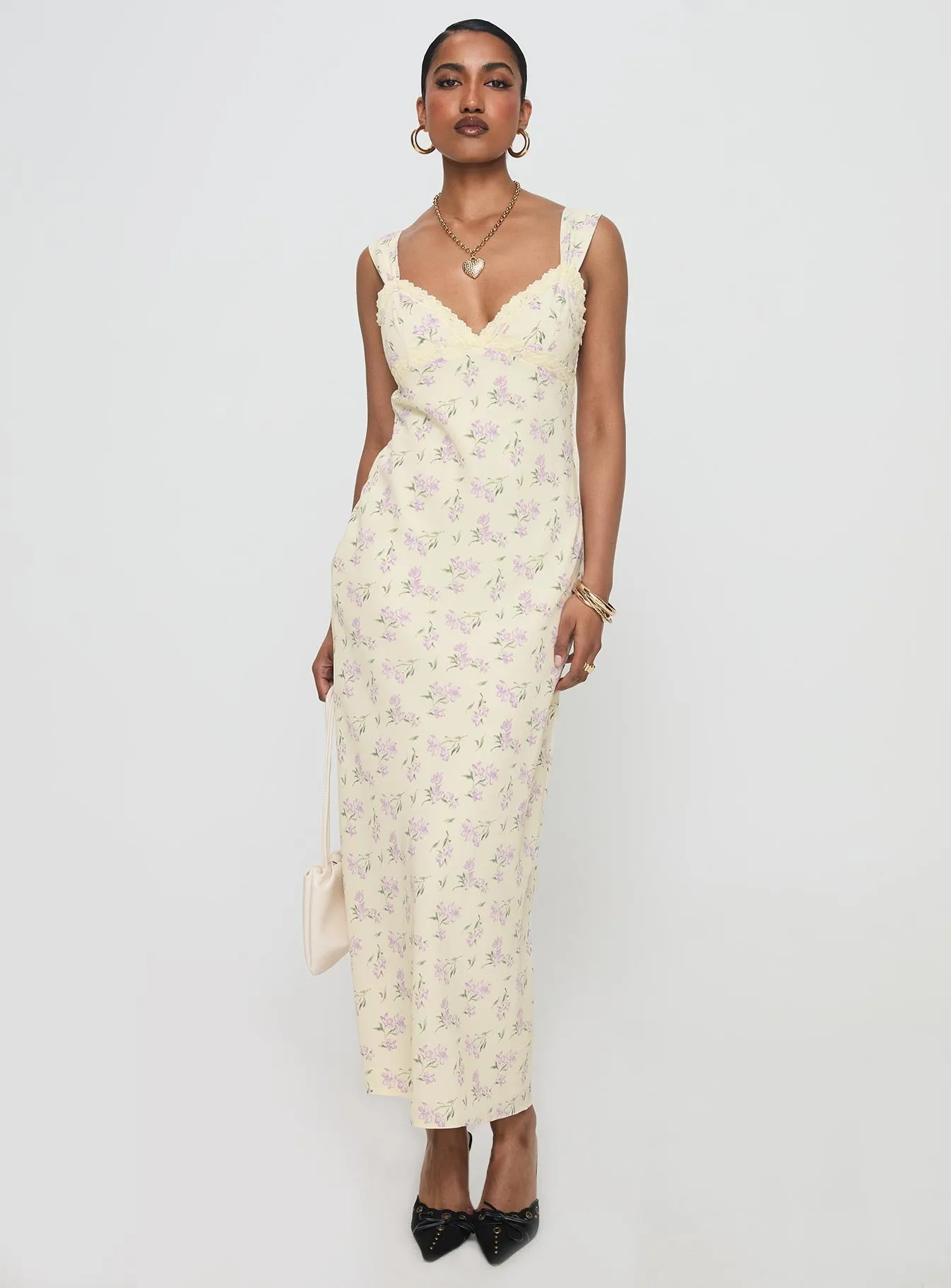 Tiered Skirt Bohemian-inspired maxi Fernwood Maxi Dress Yellow Floral