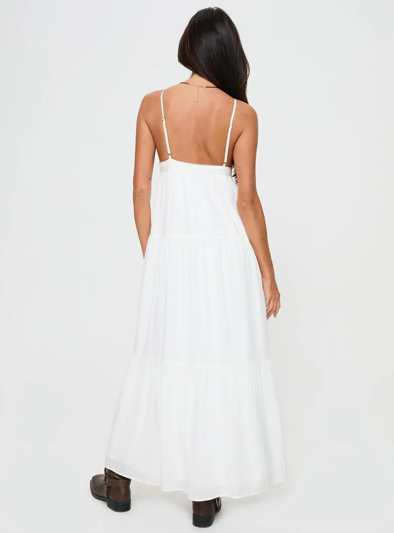 Nicoletta Maxi Dress White Pleat Art