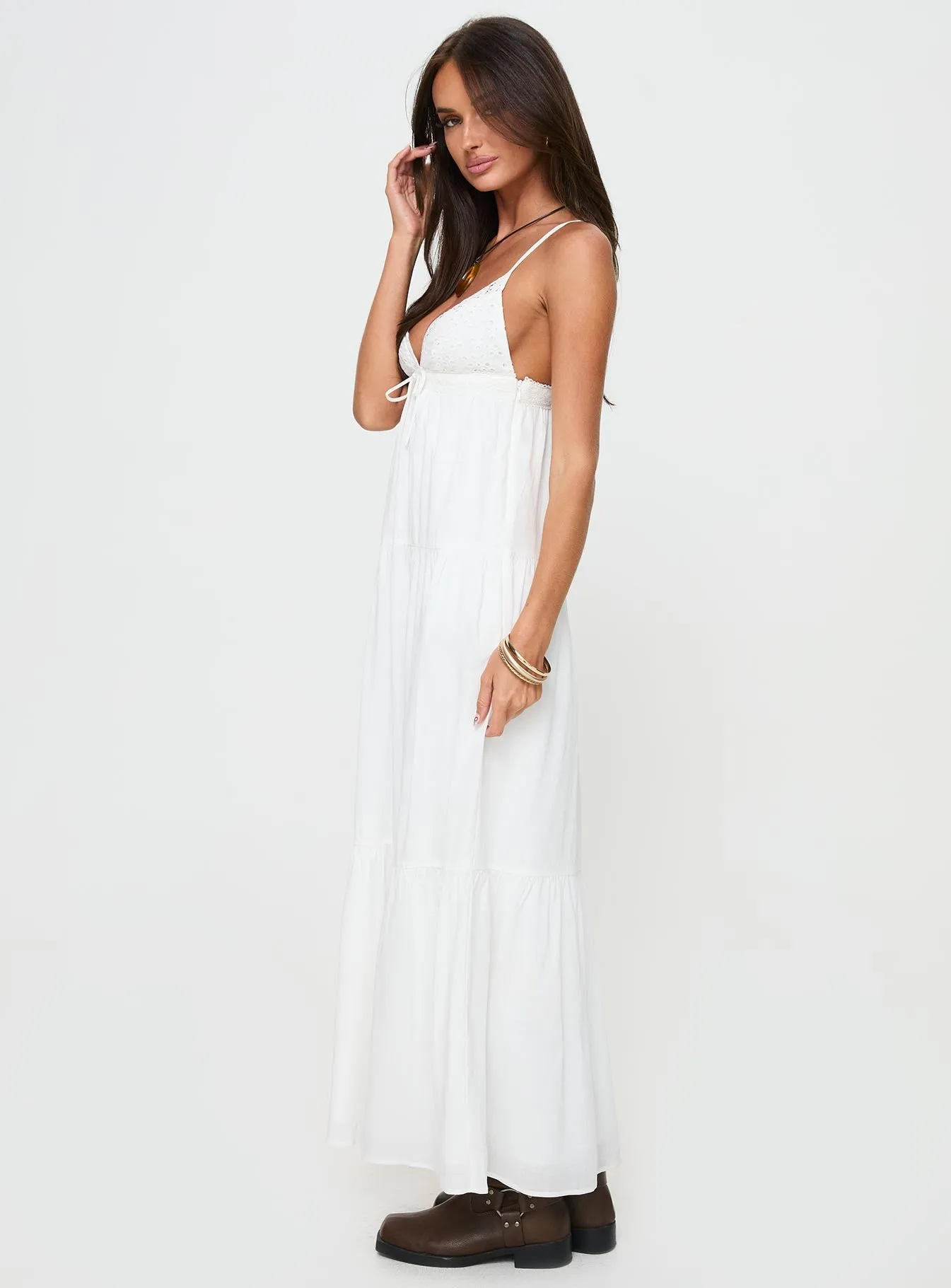 Nicoletta Maxi Dress White Photo Time Soft Pink