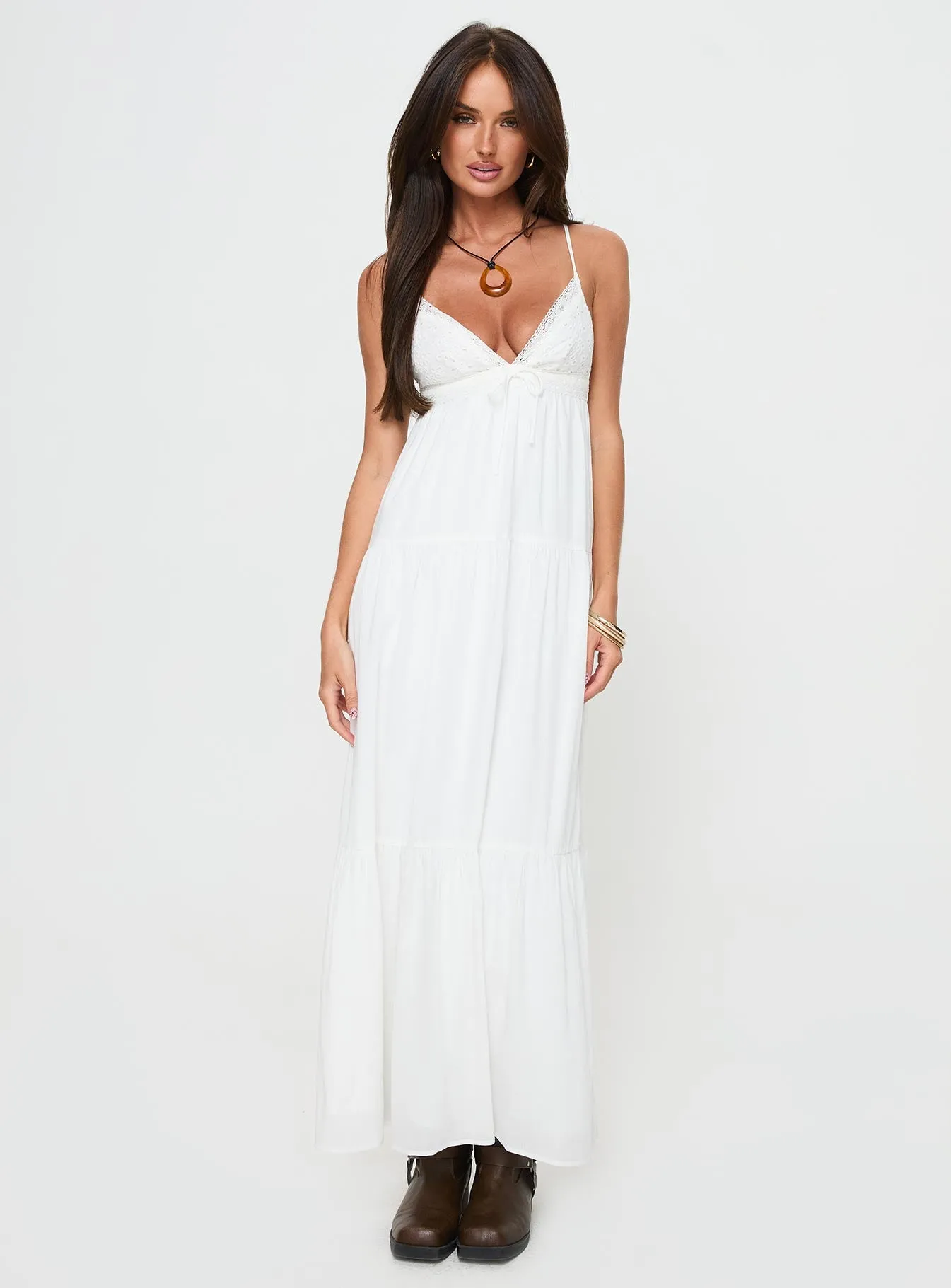 Nicoletta Maxi Dress White Soft fabric maxi gown