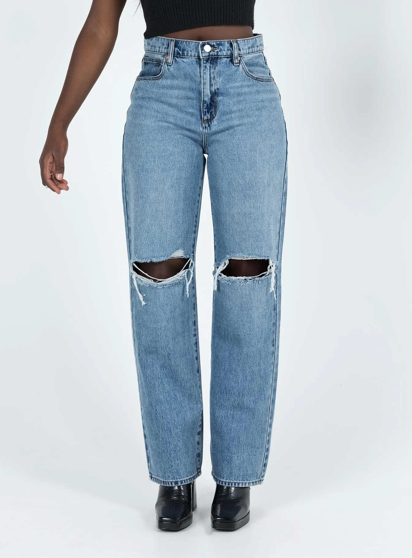 Minimal Wear Abrand Slouch Jean Harley Rip Jeans