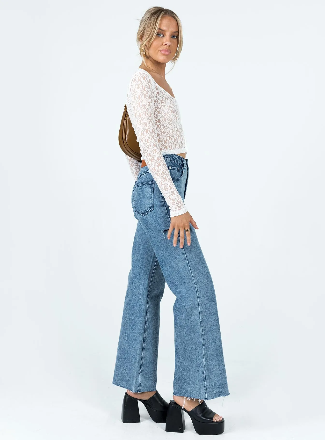 Flloyd Wide Leg Jean Denim Student Outfit Earthy Non Fade Fabric