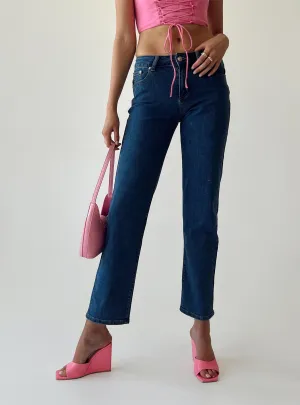 Rhye Low Rise Jeans Mid Wash Denim Lightweight Denim Blend Simple Fashion