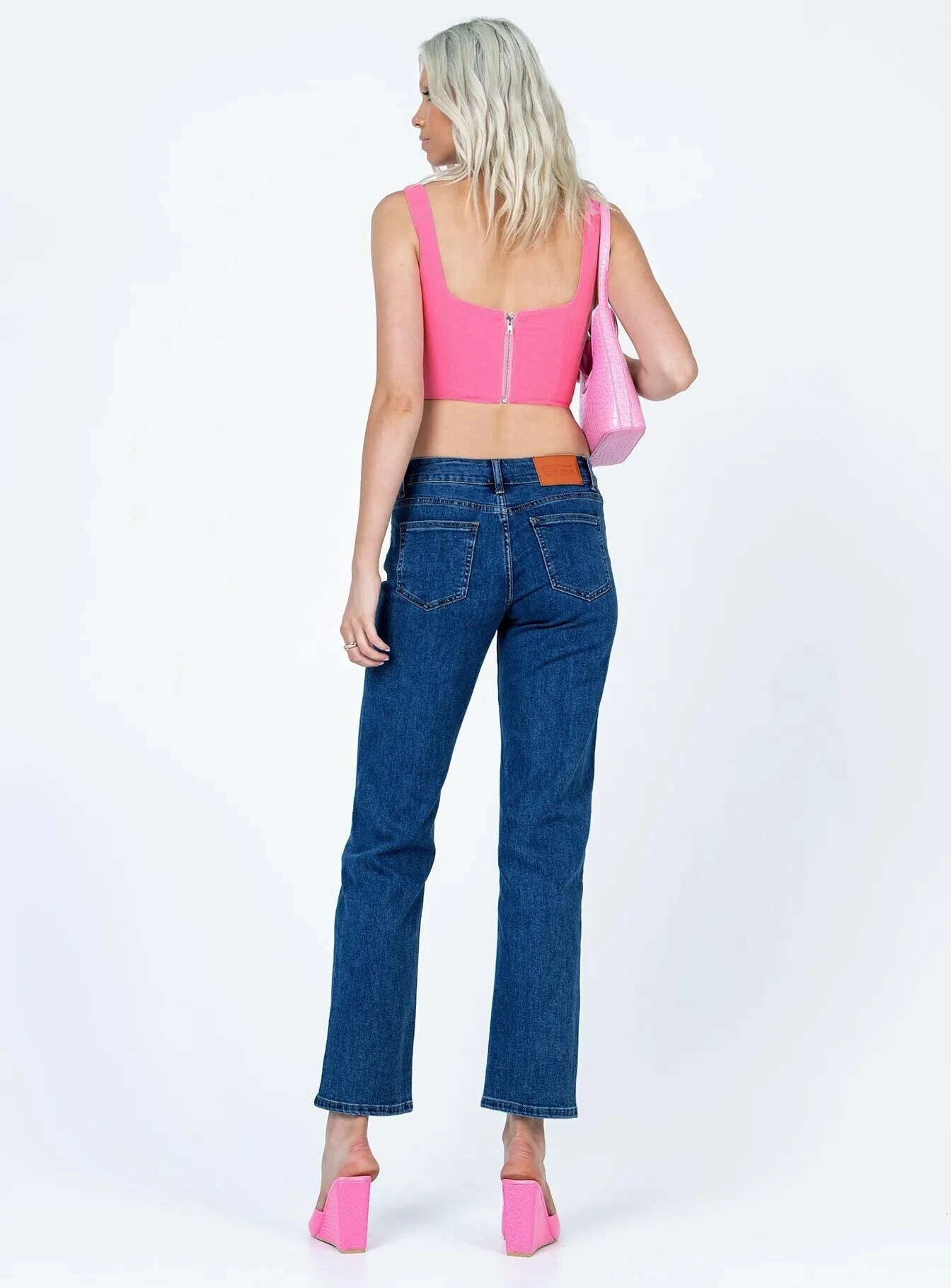 Calm Aesthetic Rhye Low Rise Jeans Mid Wash Denim