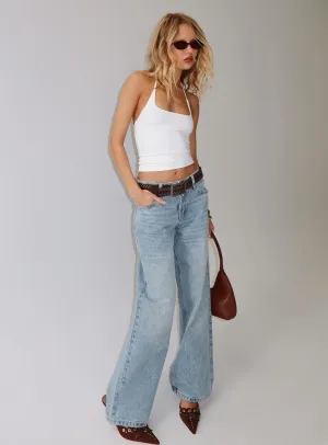 Serenitia Mid Rise Straight Leg Jeans Light Wash Tall Colorfast Denim Functional Fit