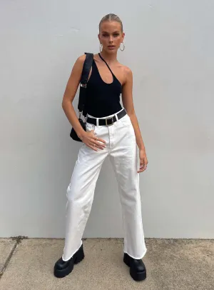 Neutral Tones Tashena Wide Leg Denim Jeans White