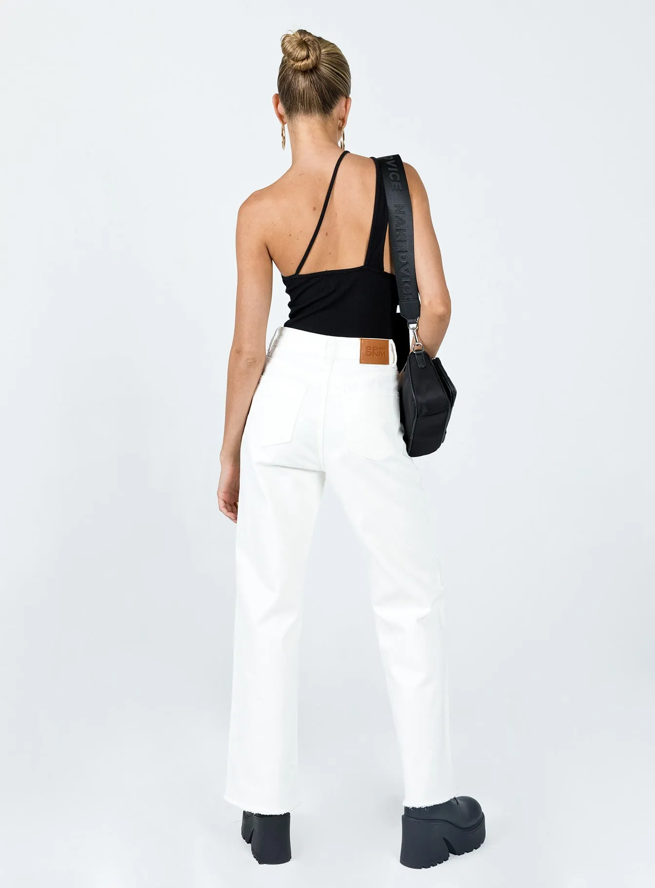 Athlete Fit High Quality Parent Style Trend Setter Tashena Wide Leg Denim Jeans White