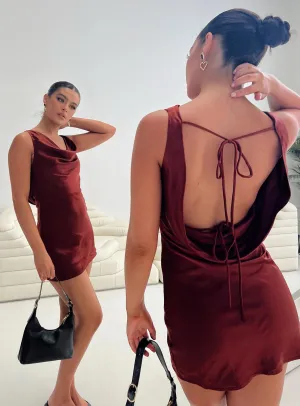 Shine Rush Millstone Mini Dress Burgundy