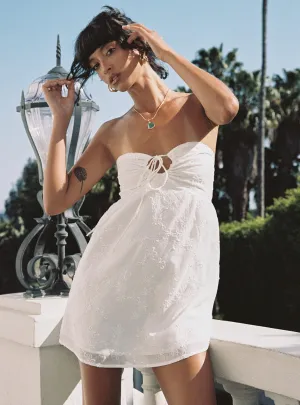 Flirty casual wear Tear Resistant Rosenberg Strapless Mini Dress White