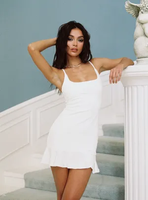 Kiribati Mini Dress White Shine Edge Bold Silhouette
