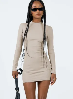 Modern and sleek mini Diani Long Sleeve Mini Dress Beige