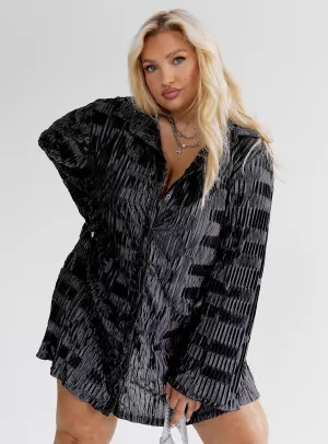 Chic Wear Lila Shirt Dress Black Curve
