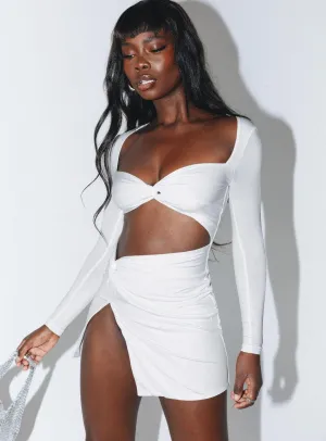 Chic Outfit Maxam Long Sleeve Mini Dress White