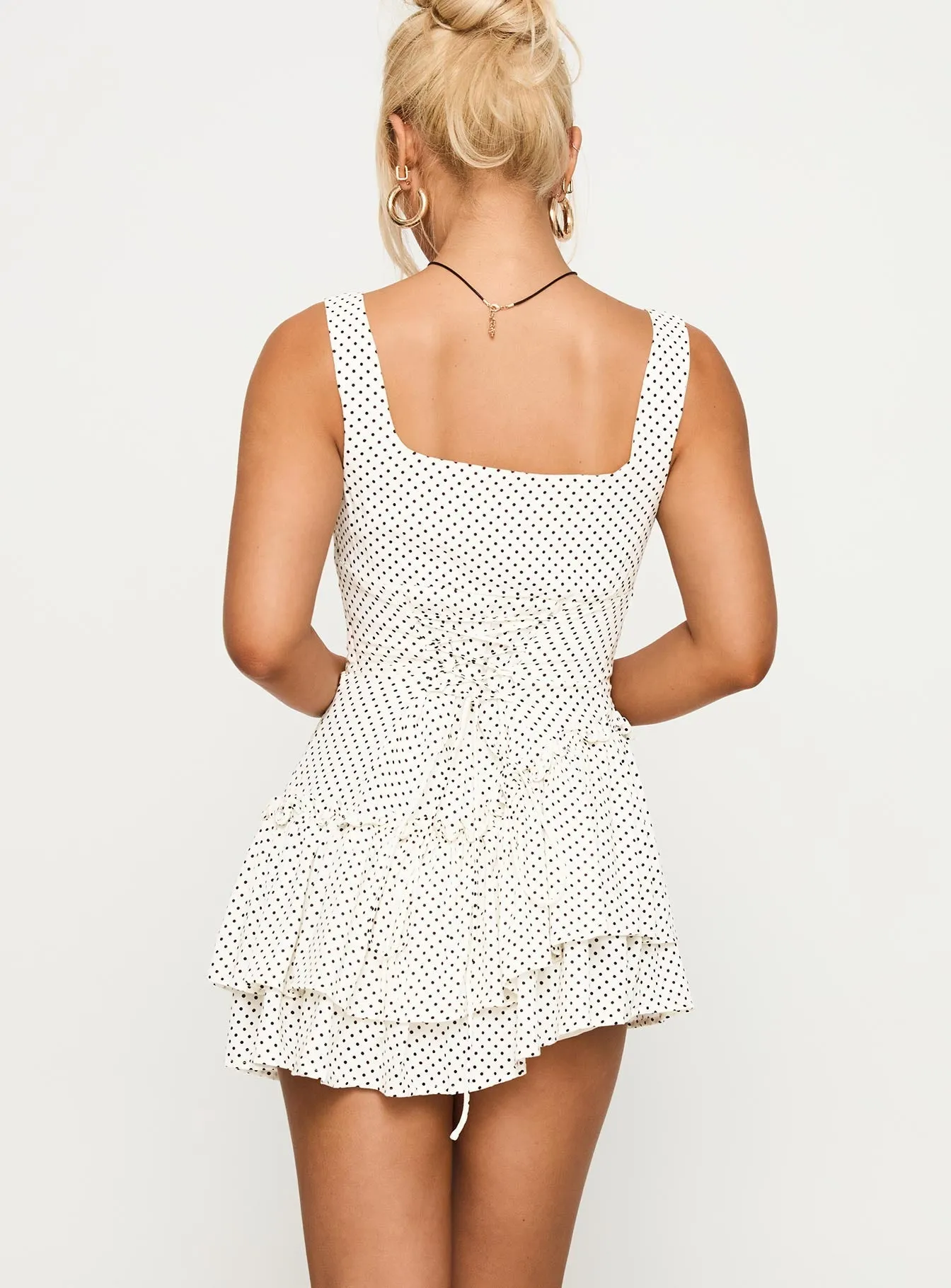 Flirty Fit Shantelle Romper White Polka
