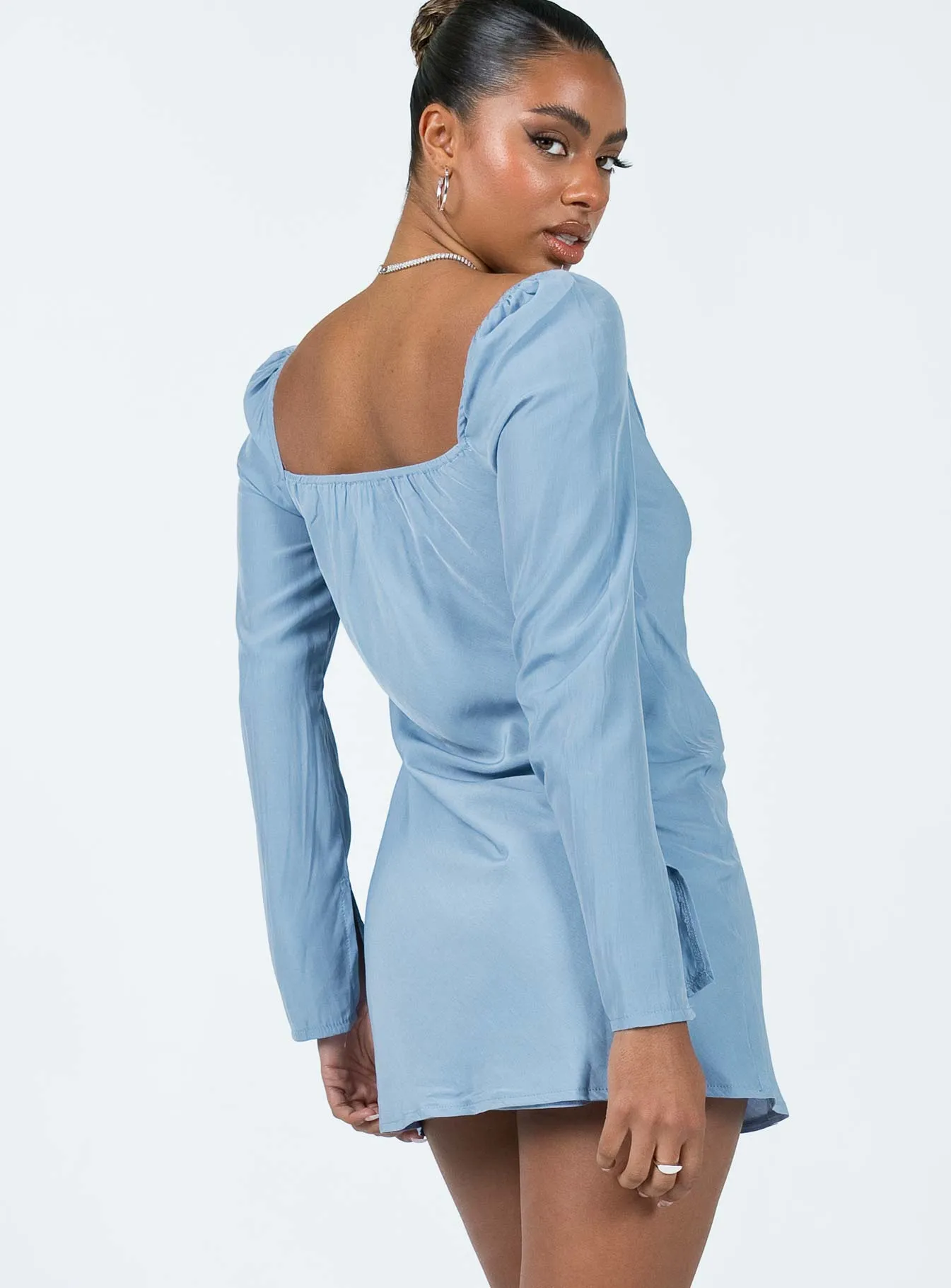 Star Power Mini Dress Blue Elasticized Cuff Design Sassy Pop