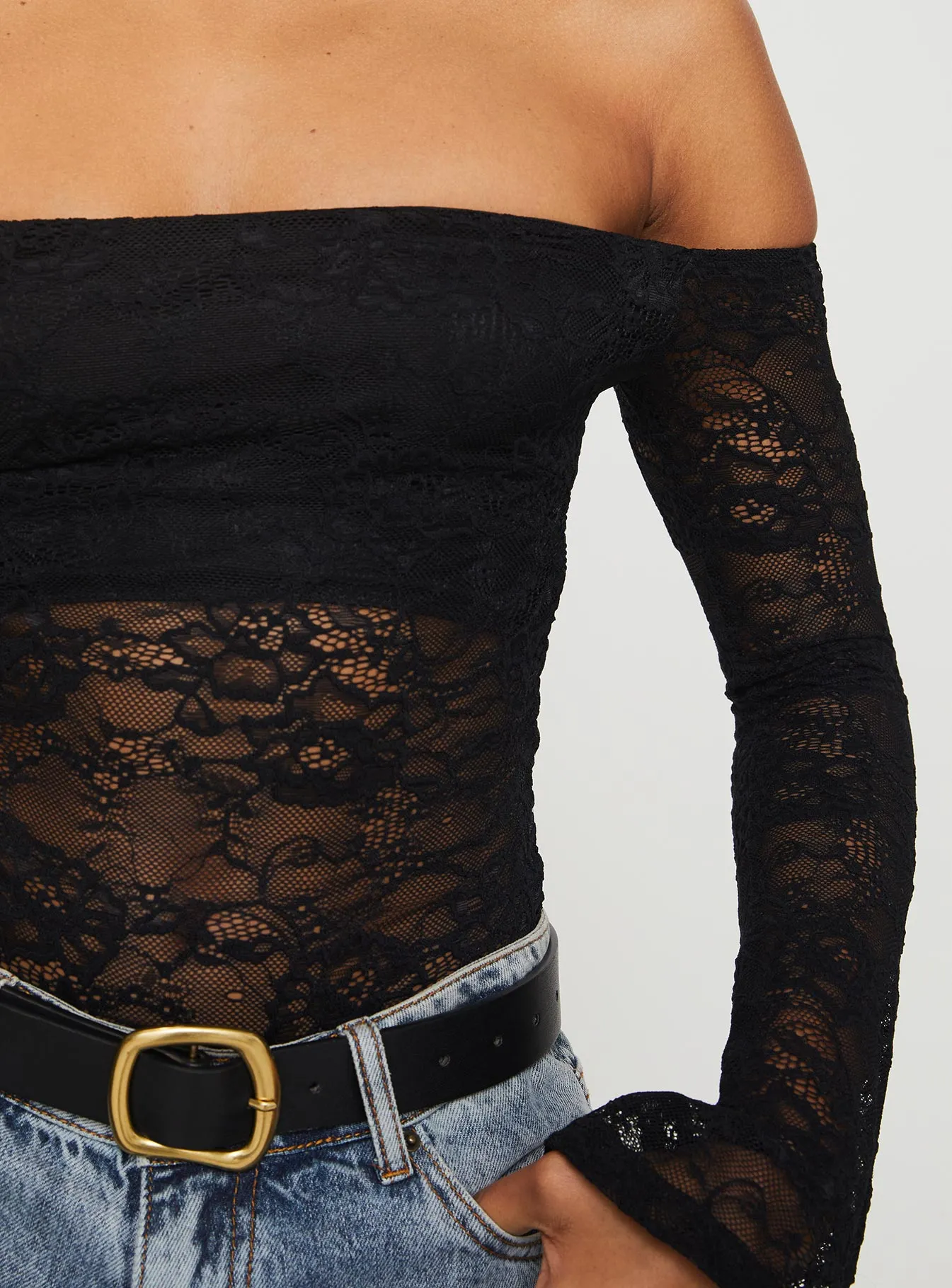 Home Holiday Belmar Lace Bodysuit Black