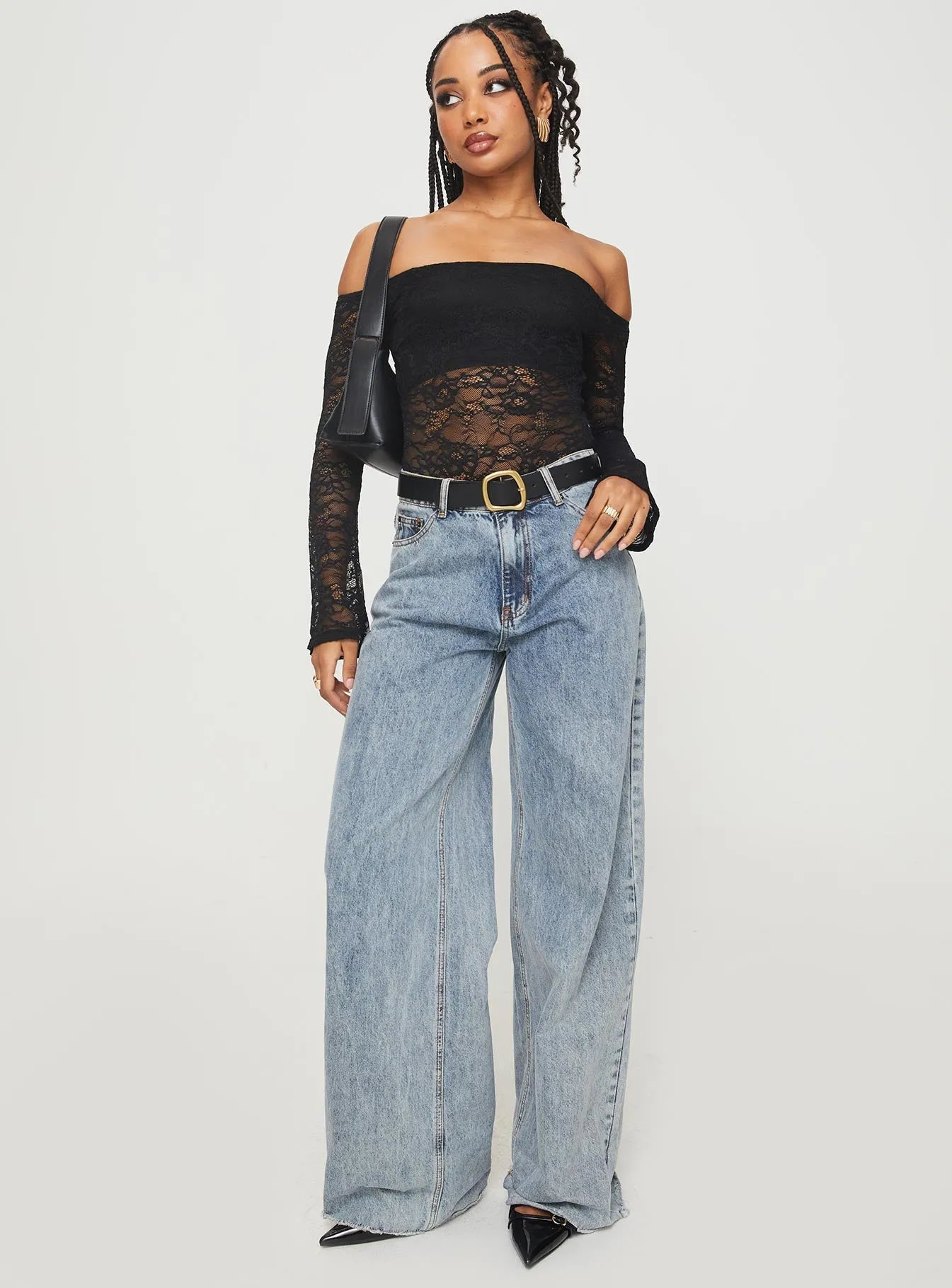 Belmar Lace Bodysuit Black Flexible Vintage Elegant Casual