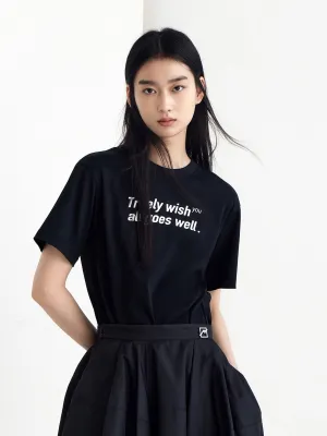 Letter Print Cotton T-shirt Relax Style Trend