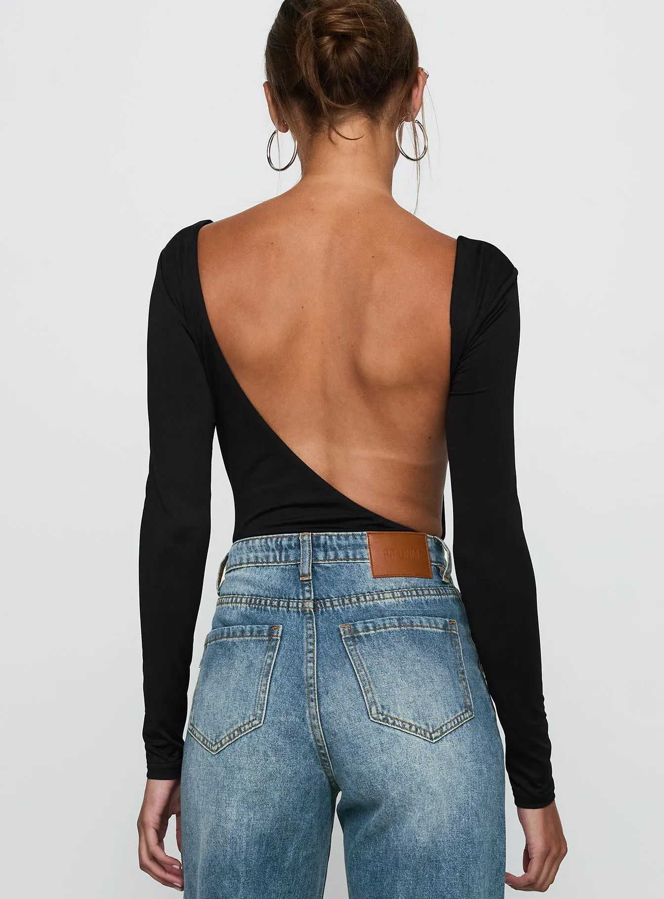 Dinner Relax Look This Good Backless Bodysuit Black