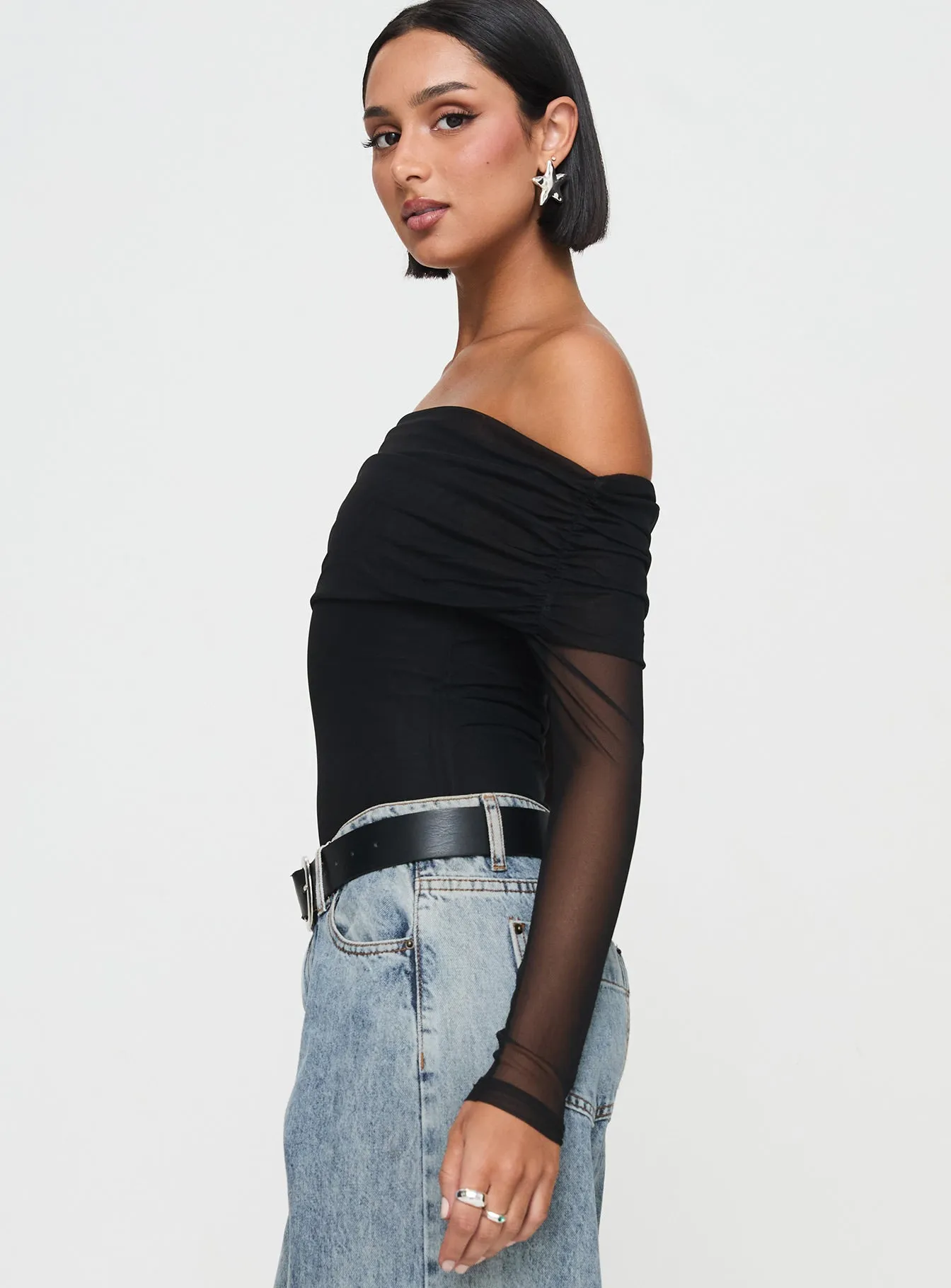 Beach Guest Fine Weekend Siella Off Shoulder Bodysuit Black