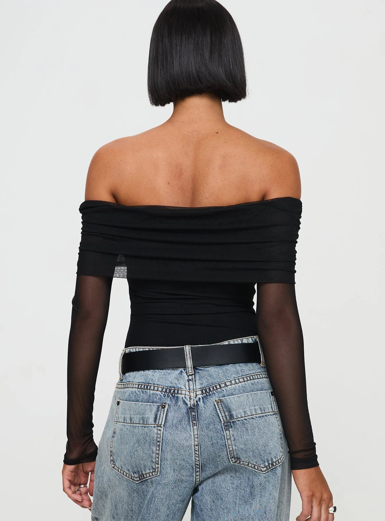 Unique Resort Siella Off Shoulder Bodysuit Black