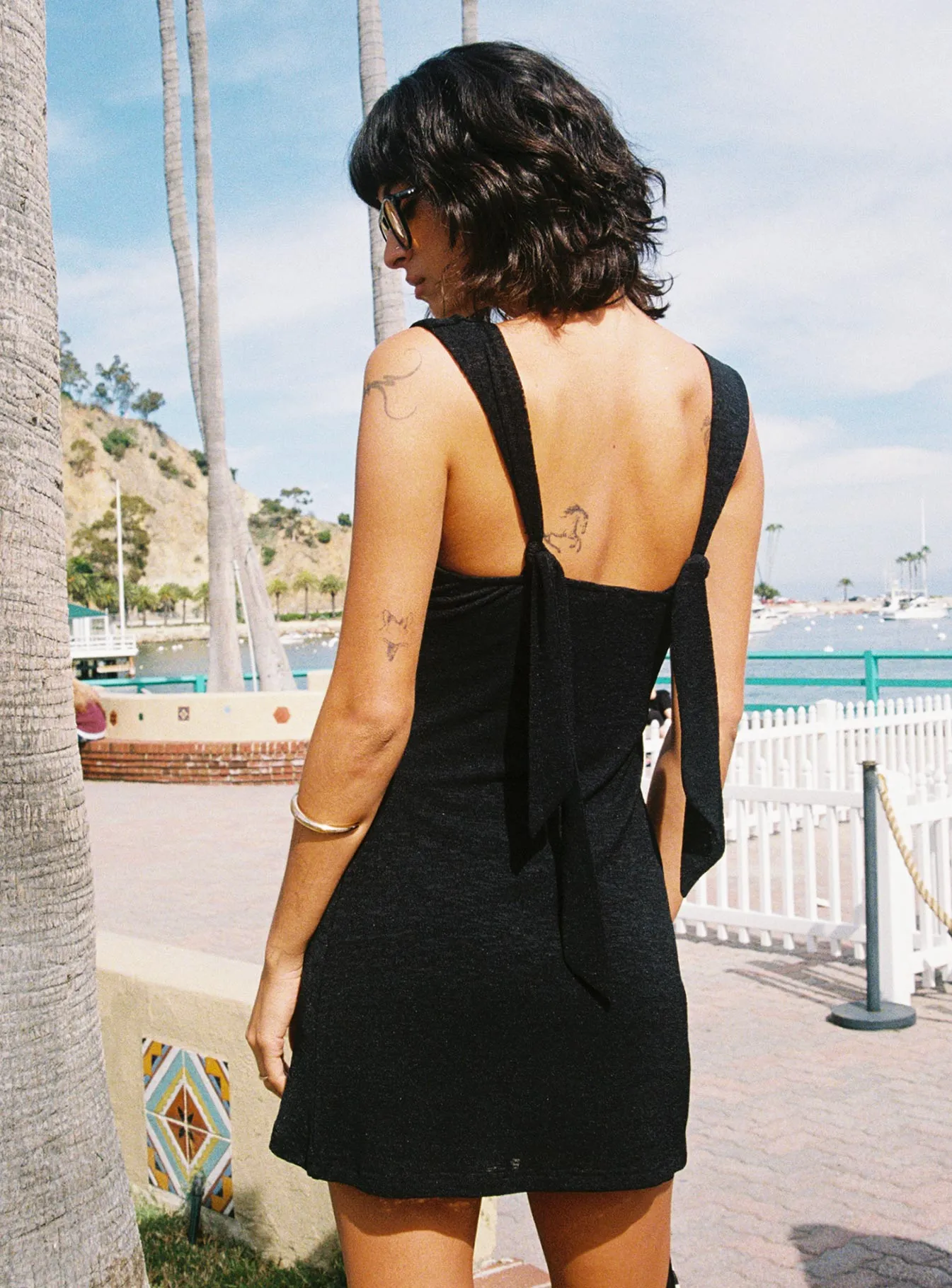 Sunset Glam Edge Pop Steward Mini Dress Black