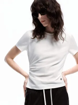 Pullover Sleek Layer Side Pleated Fitted T-shirt