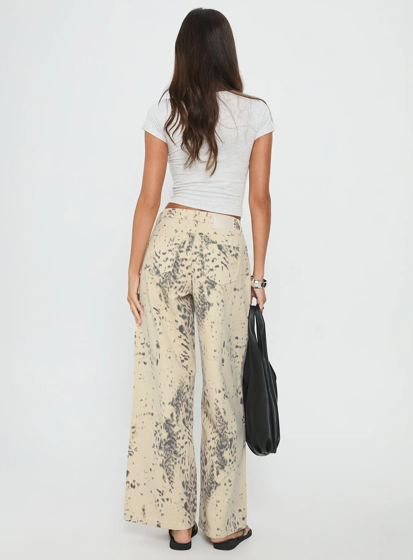 Naylor Mid Rise Wide Leg Jeans Animal Spot Stretch Minimalist