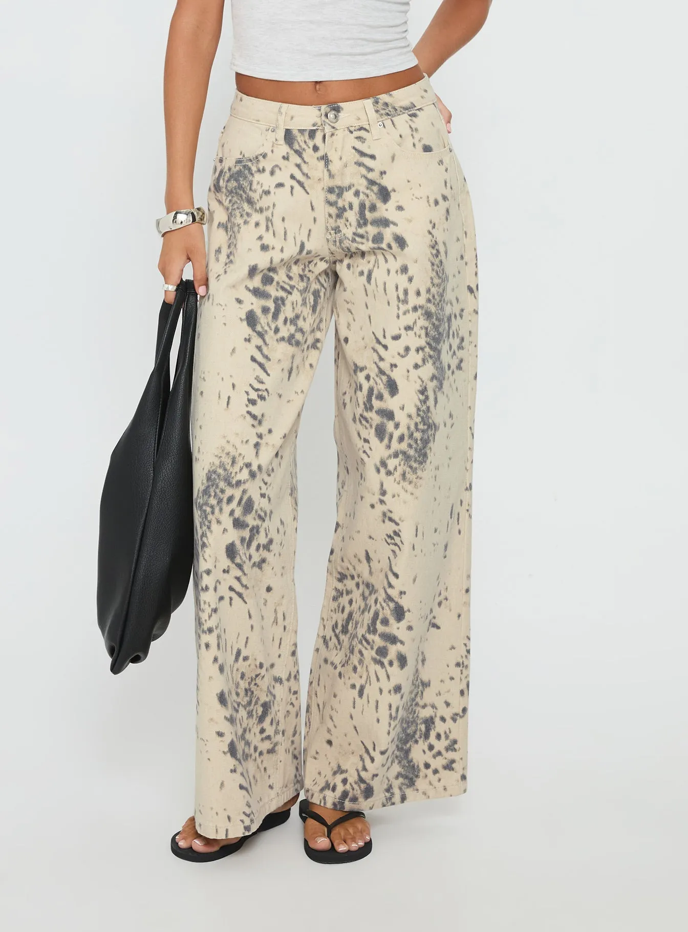 Naylor Mid Rise Wide Leg Jeans Animal Spot Cool Essentials