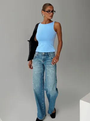classic clothing Picasso Mid Rise Straight Leg Jeans Mid Blue