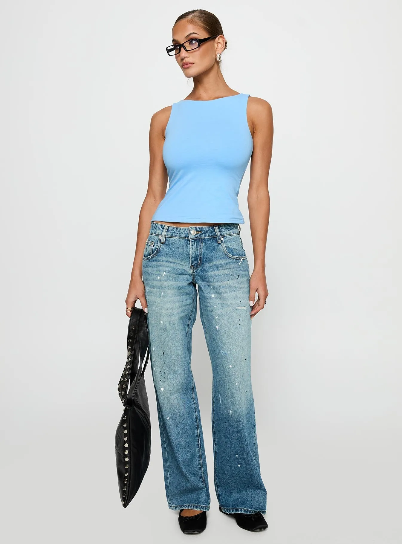 Picasso Mid Rise Straight Leg Jeans Mid Blue Eco Friendly Dye Minimal Fading