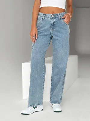 Tami Cargo Jeans Mid Wash Denim Affordable Durable school outfit