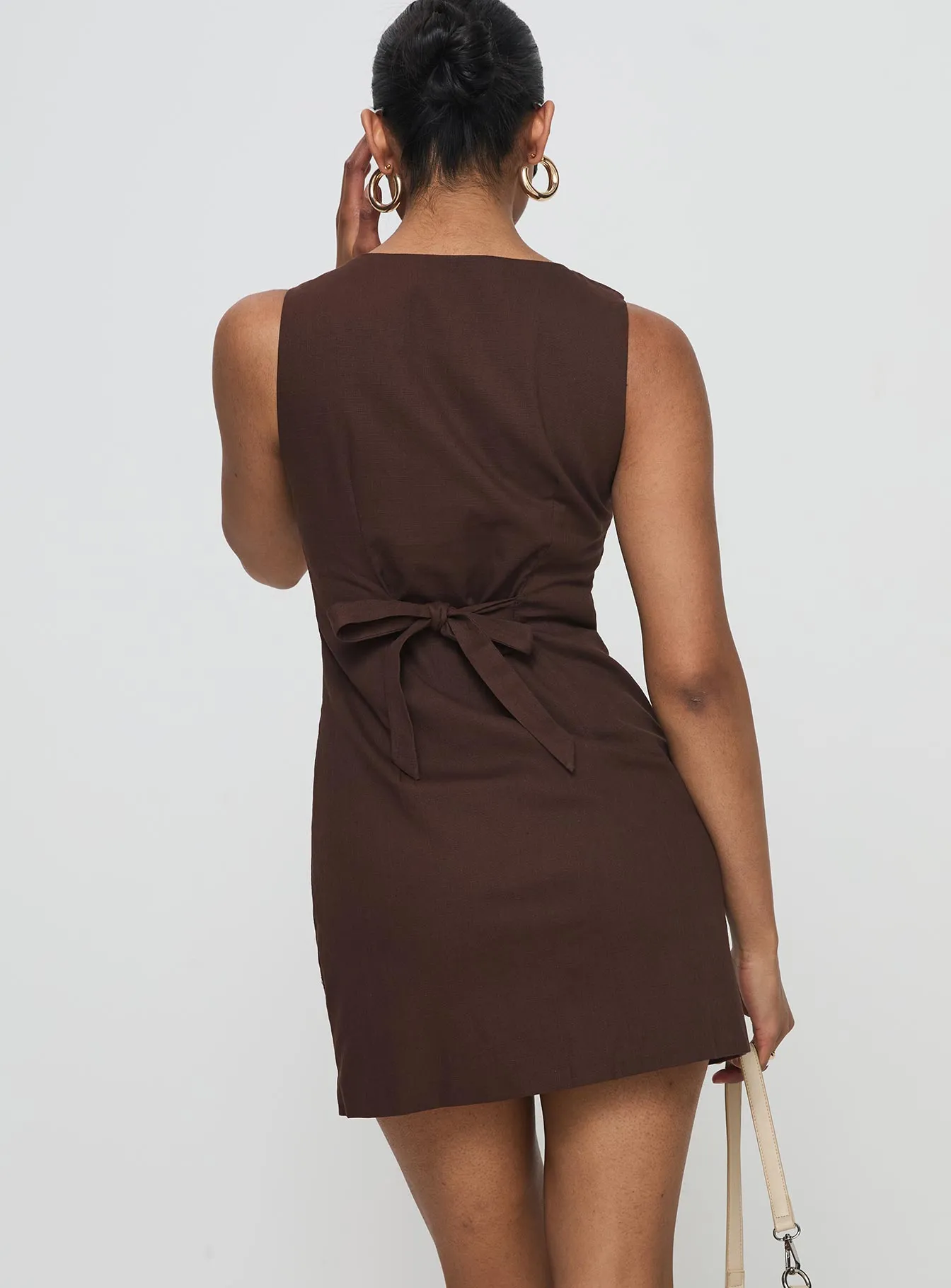Club look Rodrigo Button Through Mini Dress Chocolate