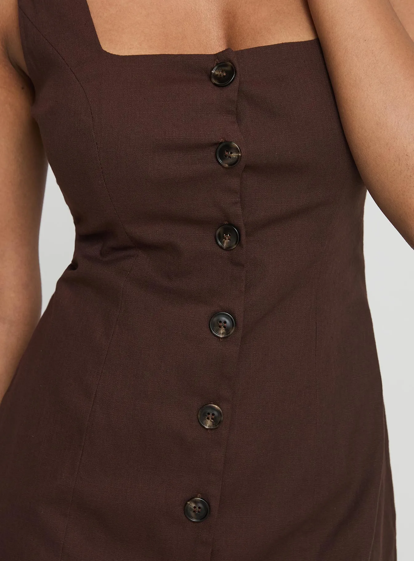 City Pop Non Irritating Tags Rodrigo Button Through Mini Dress Chocolate
