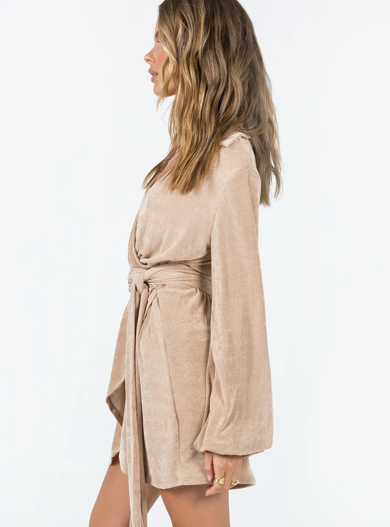 Adaptive Sizing System Party Time Mini Dress Beige