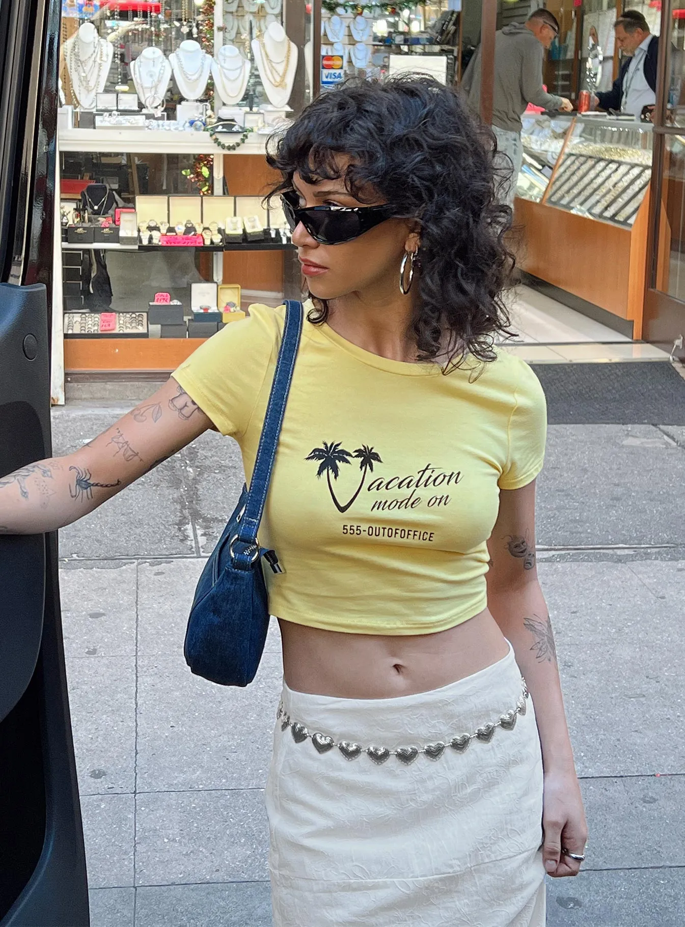 Vacay Mode Tee Yellow Casual Essential Wear