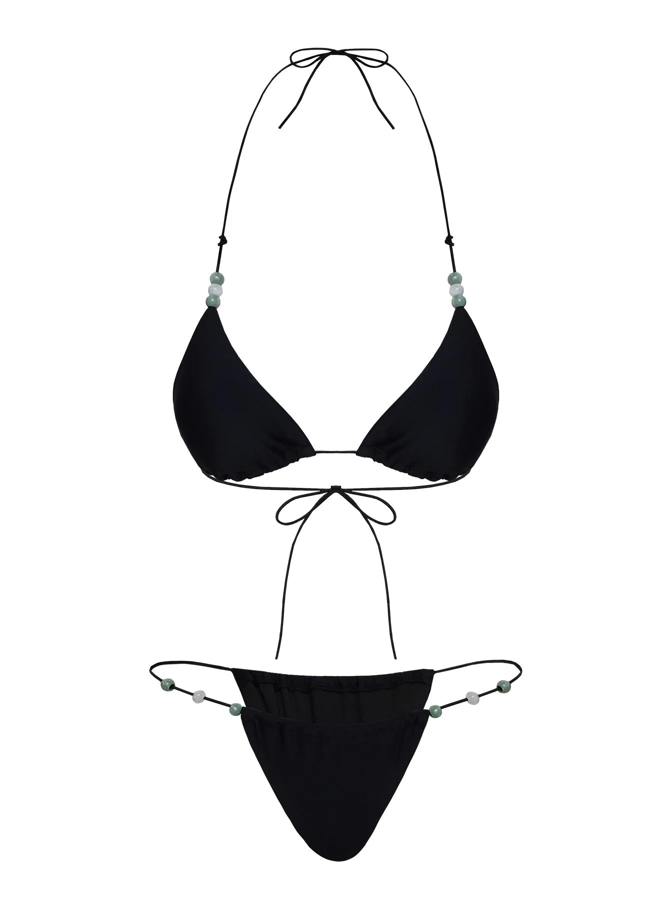 Saltwater Bead Detail Bikini Bottoms Black Supportive Underband