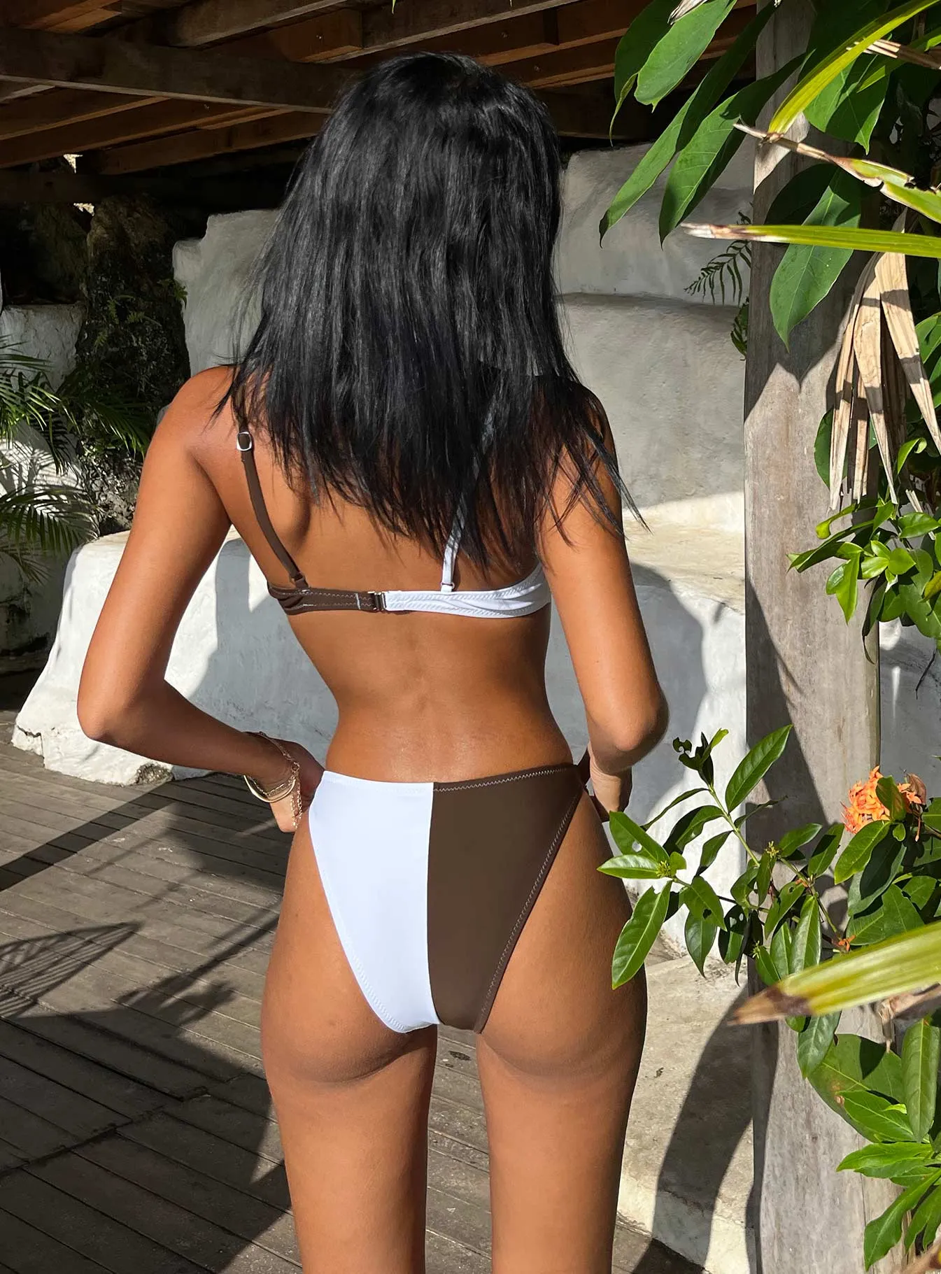 Quick Release Clasps Rachel Bikini Bottoms White / Brown