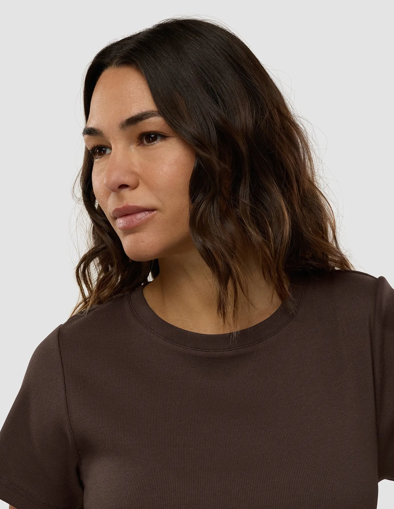 Women's Rib T-Shirt Espresso Wind Block HypoallergenicYarn