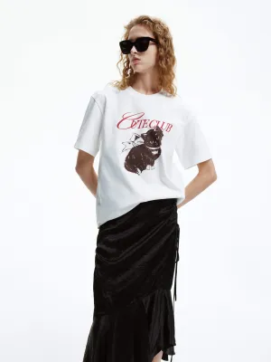Cat Pattern Cotton T-shirt Loose fitting comfort