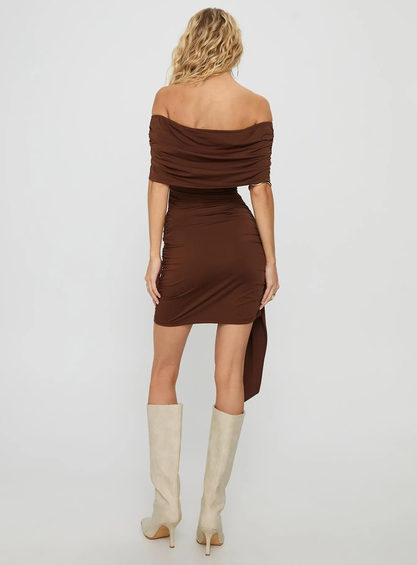 Fashionable short dress for events Island Girl Tie Skirt Mini Dress Brown