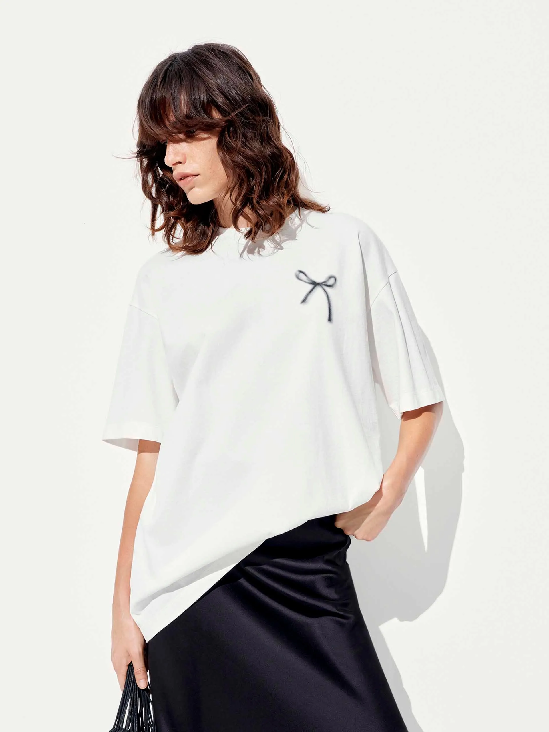 Bow Print Short Sleeves T-shirt Easy Style Cozy Comfort