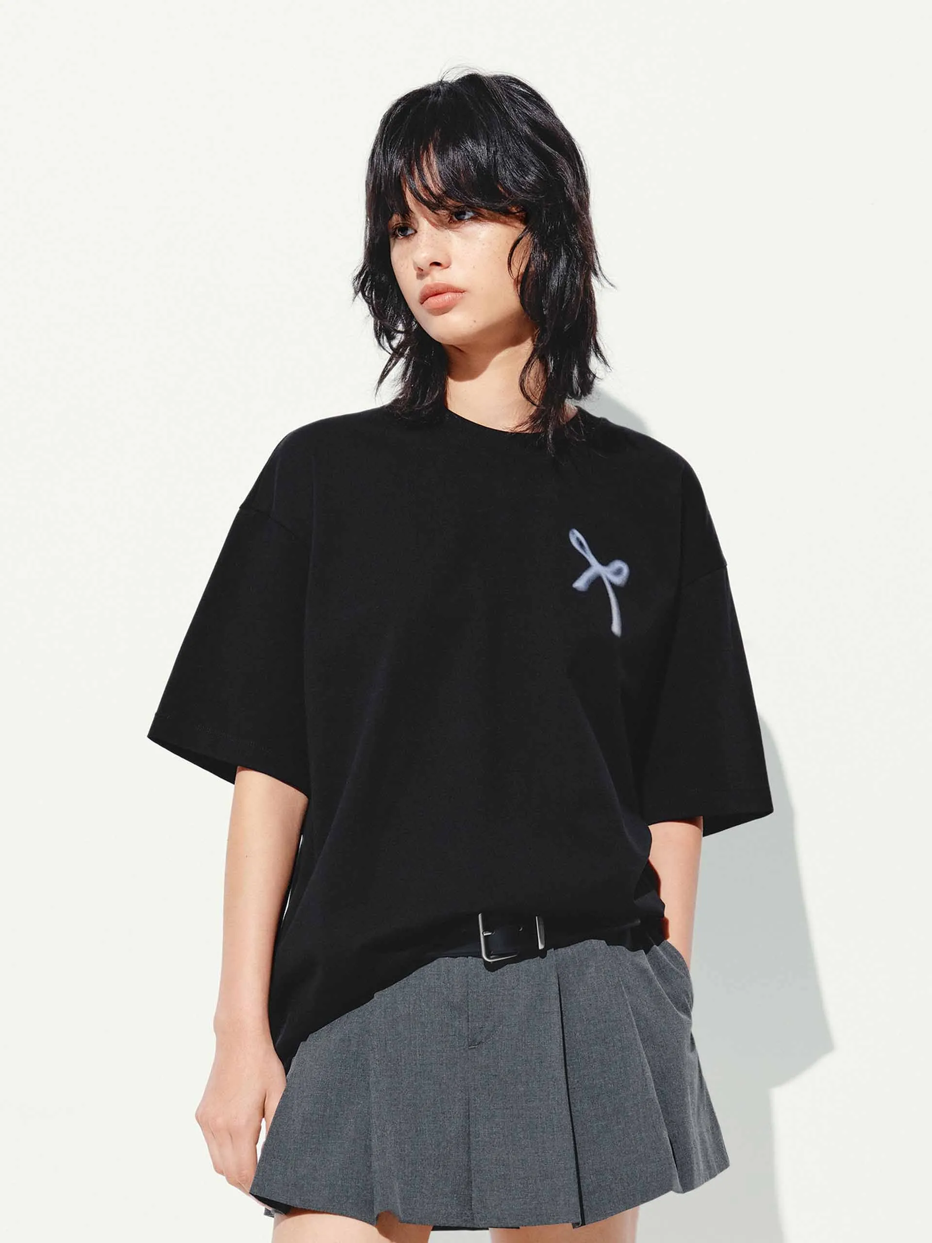 Bow Print Short Sleeves T-shirt EcoFriendlyDyes EasyCareFabric
