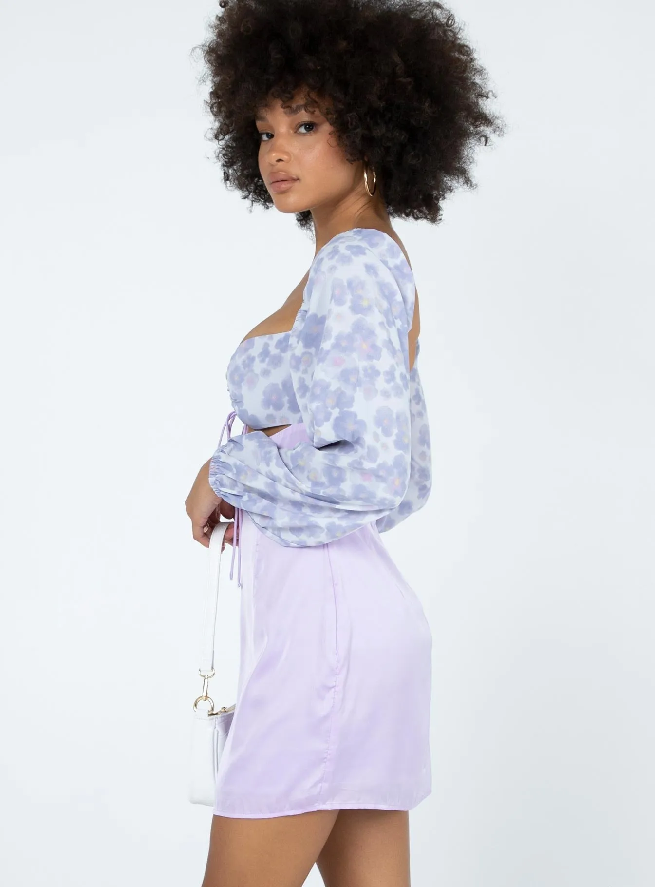 Delphine Mini Dress Purple Multi Wide Range Motion Sheer Panel Insertion