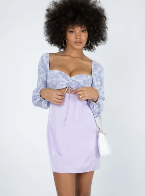 Overlapping Panel Design Minimalist Closure Delphine Mini Dress Purple Multi