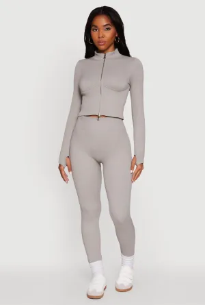 Seamless Ribbed High Waisted Leggings High Comfort Move Control