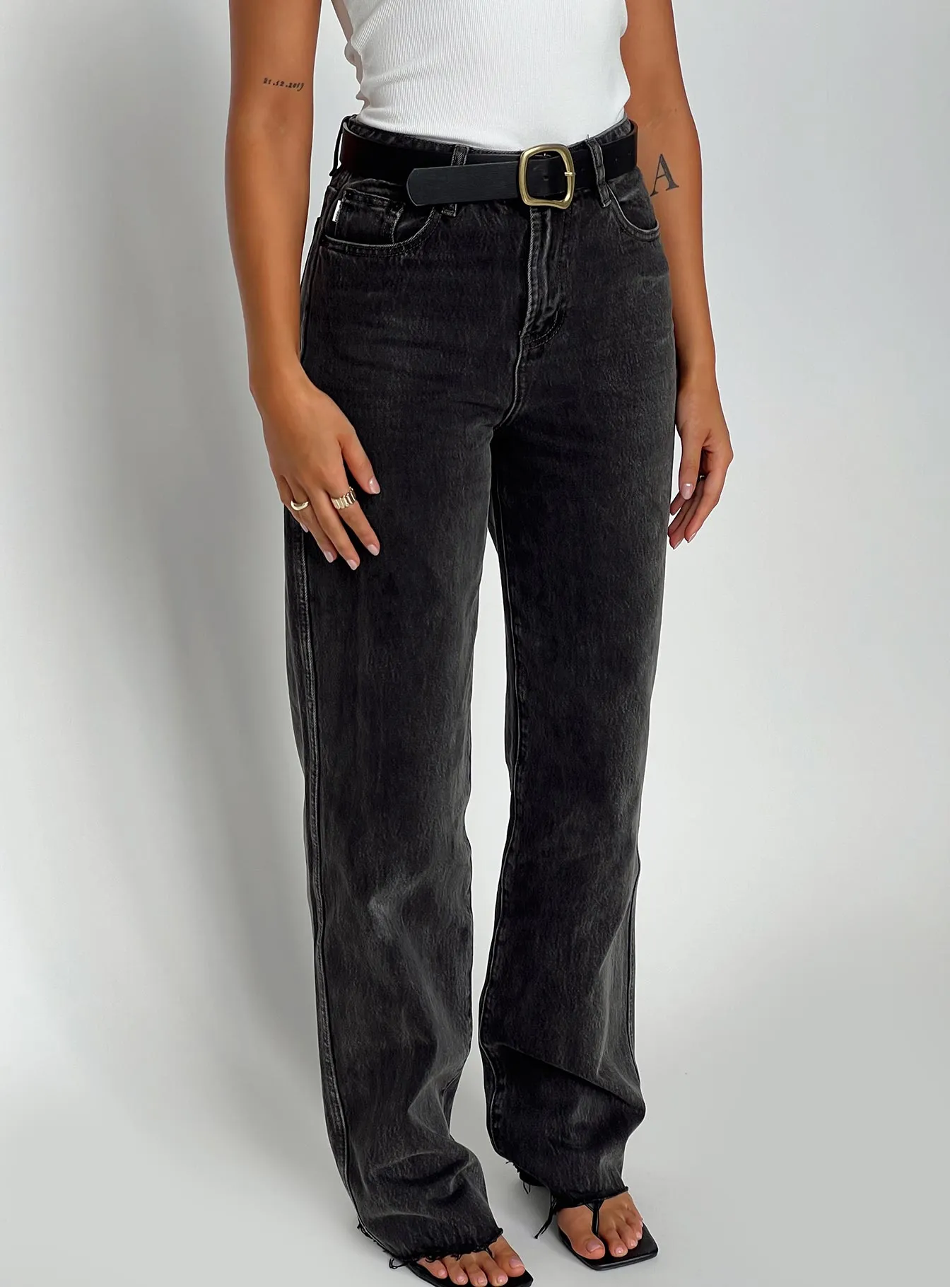 Karlina High Rise Straight Leg Jeans Charcoal Fitted Design Always Stylish