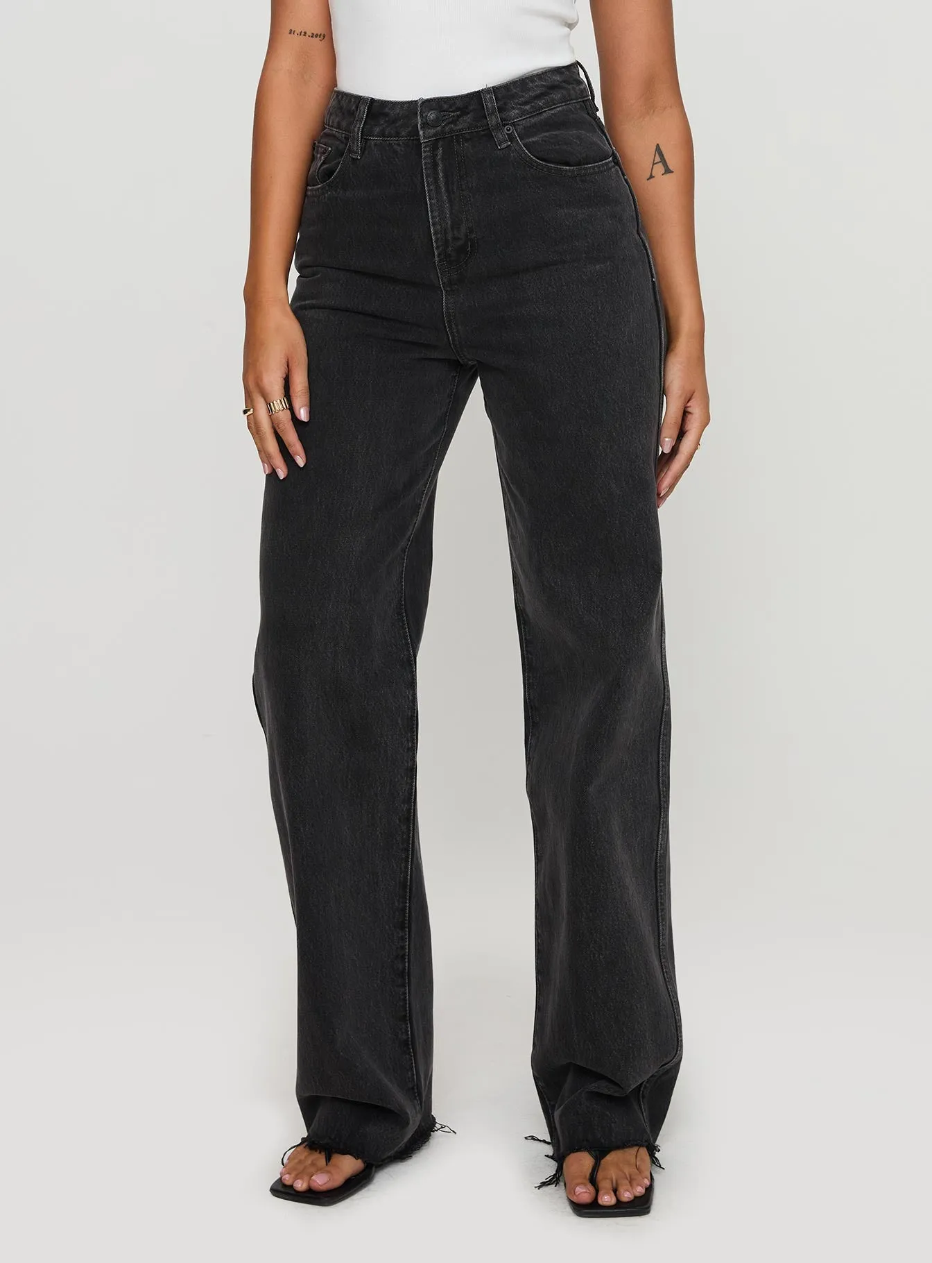 Karlina High Rise Straight Leg Jeans Charcoal Wardrobe Choice