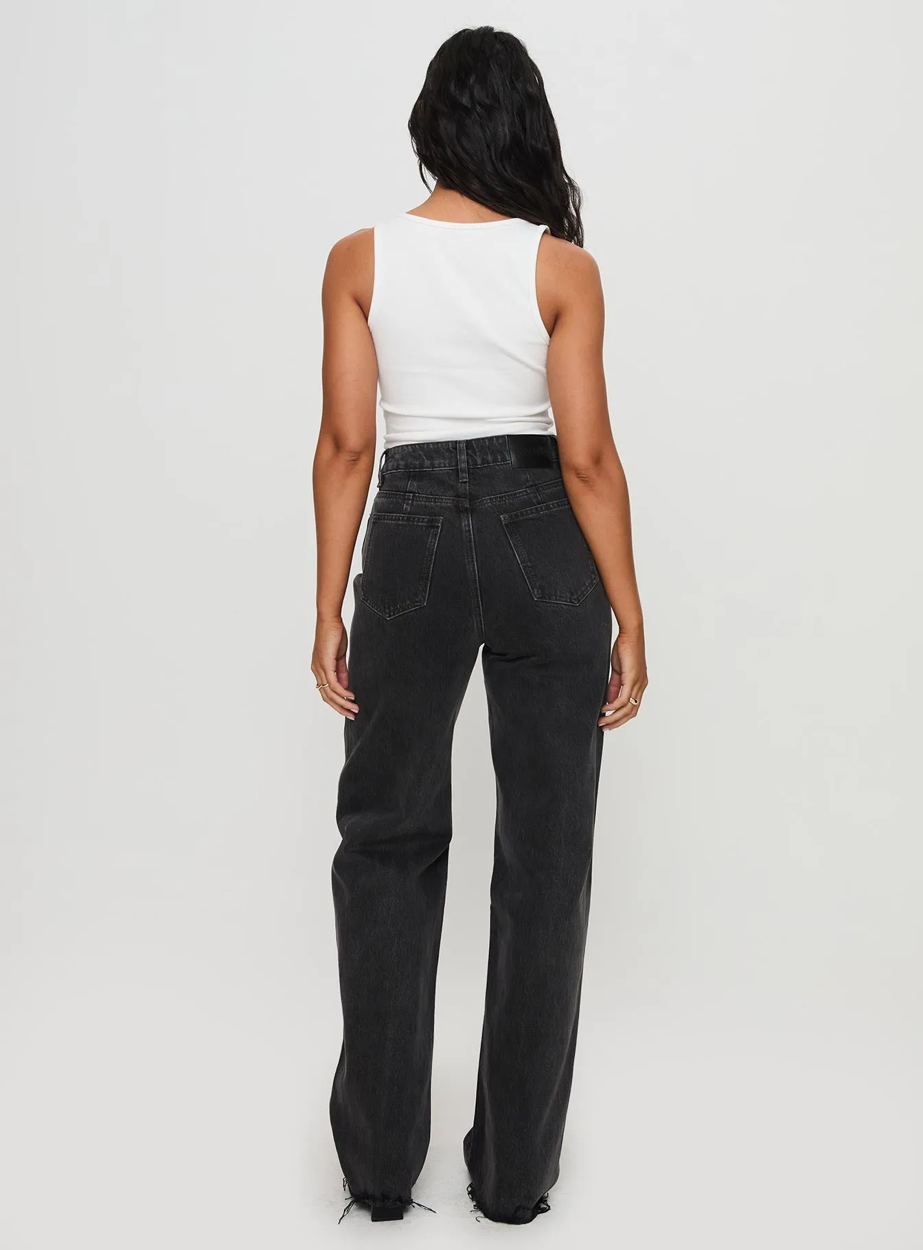 Shopping Day High Quality Weekend Style UltraSoft Lining Karlina High Rise Straight Leg Jeans Charcoal